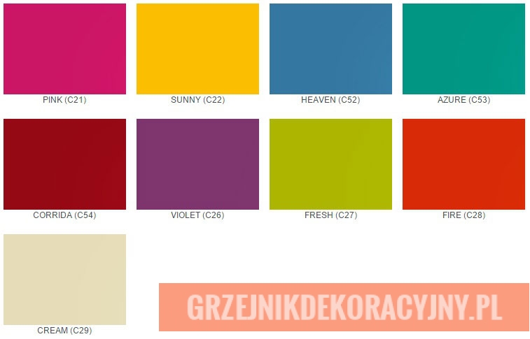 Kolory specjalne grzejników Instal Projekt paleta fashion colours
