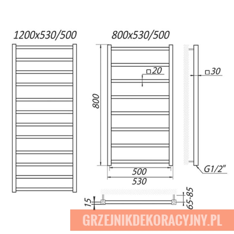 Grzejnik Kielce - rysunek techniczny | HeatPoint